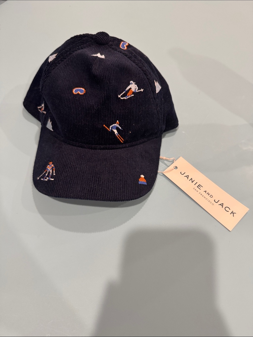 Janie and Jack Navy Corduroy Ski Embroidered Baseball Cap